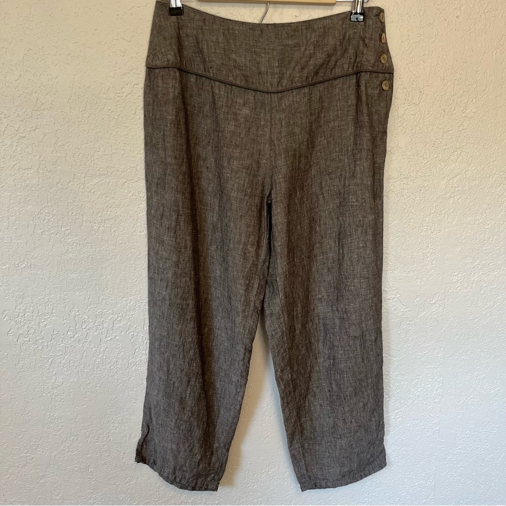 Two Star Dog 100% Linen Pants Neutral Brown Cropped 10P Artsy Lagenlook